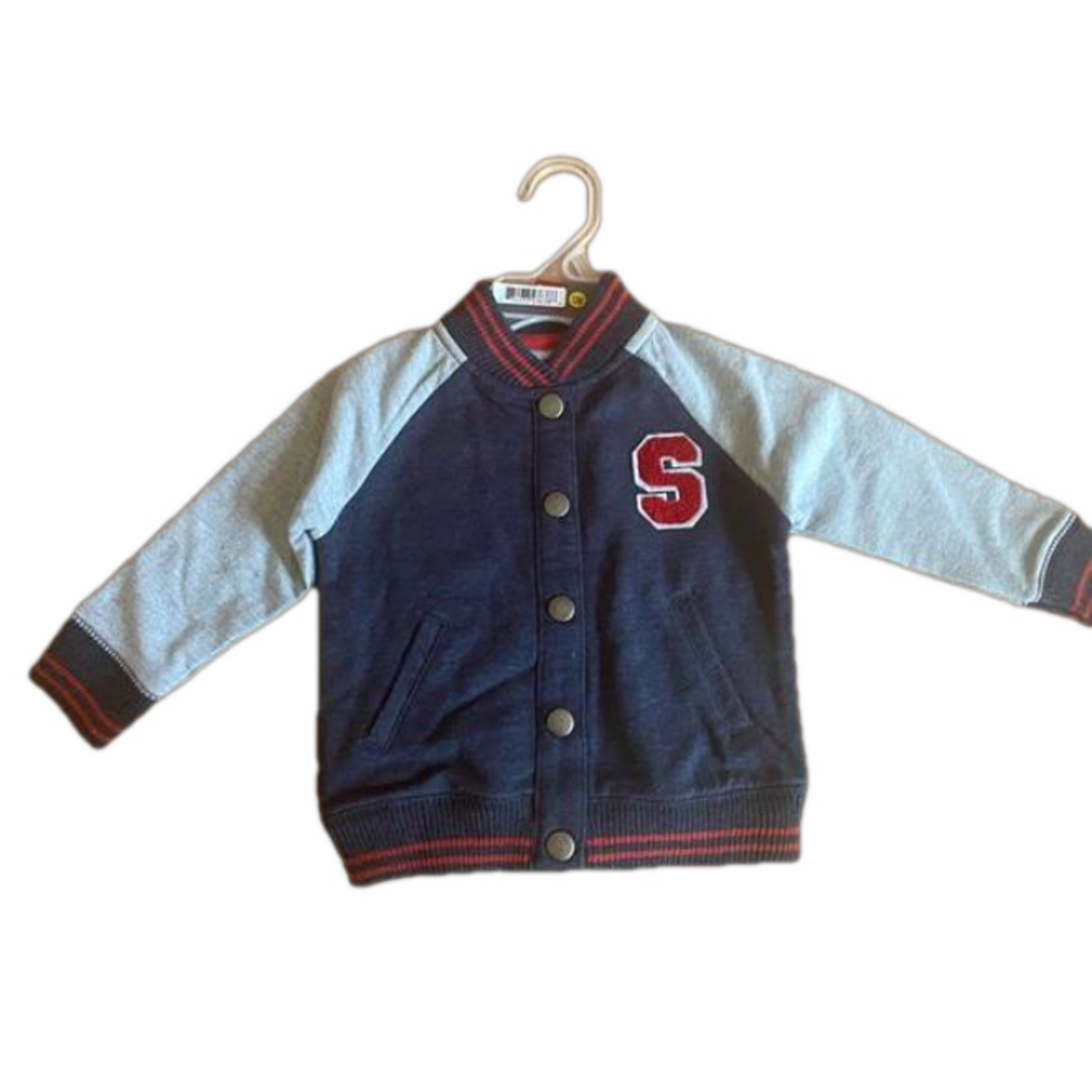 🆕 NWT Snugabye 12M snap Button varsity Bomber Jacket Cotton Mix spring coat